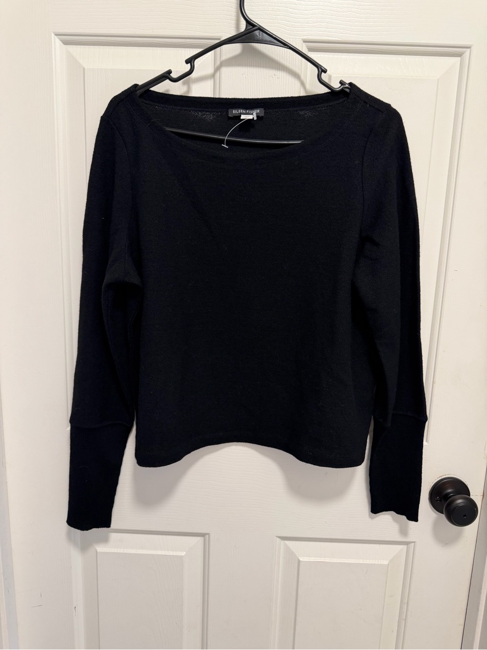 Elieen Fisher Black 100% Wool Round Neck Sweater Size Small